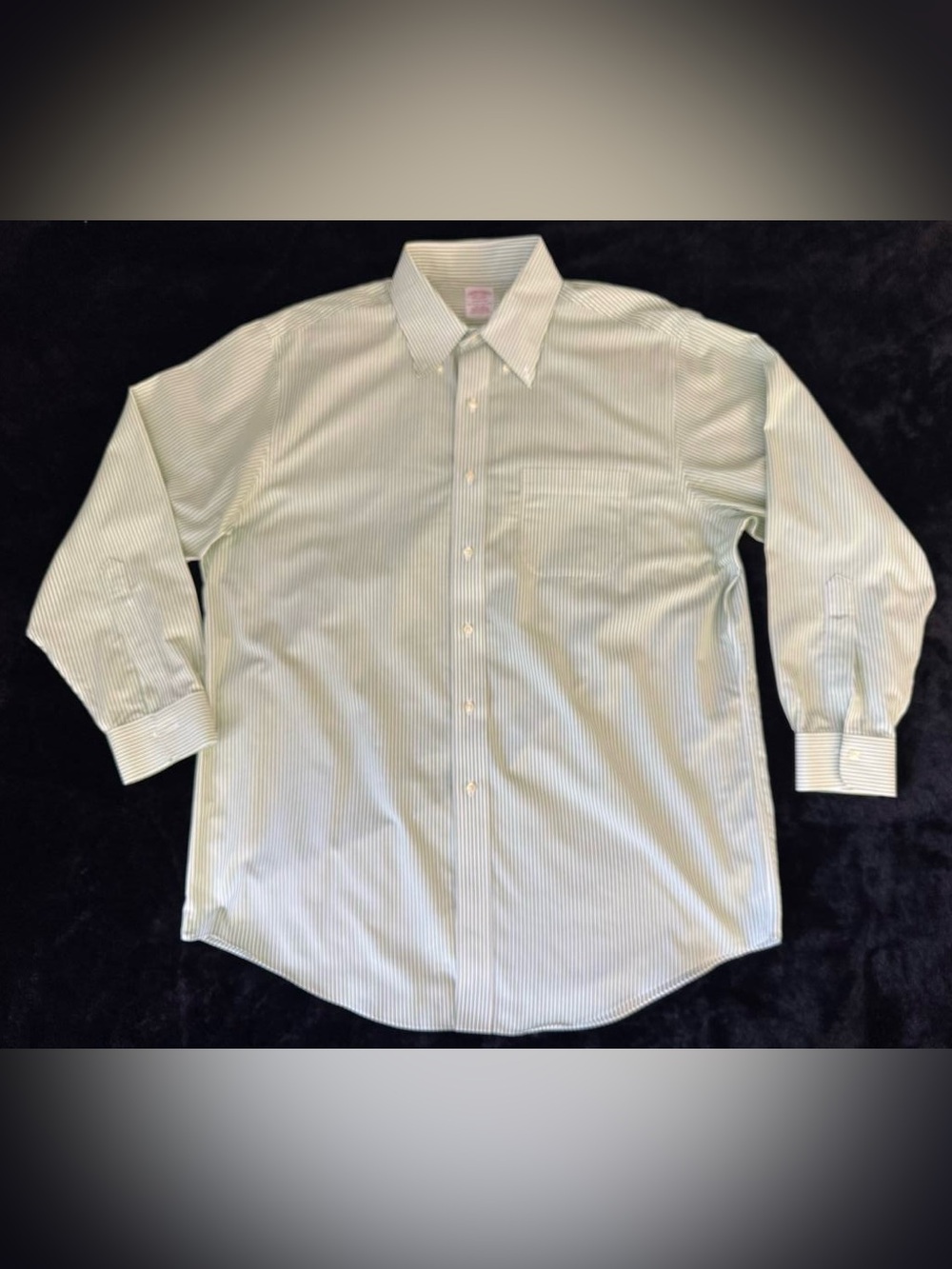 Brooks Brothers Madison Fit 16.5 - 33 Shirt Green With White Stripes Stripe